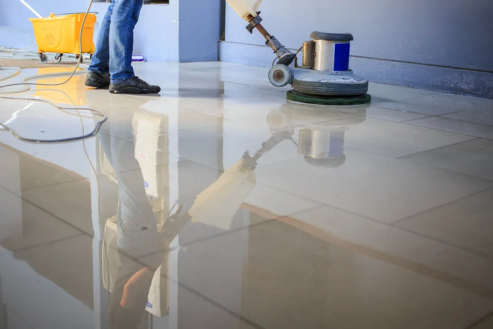 Cleaning Chief professional performing annual floor maintenance programs in NYC