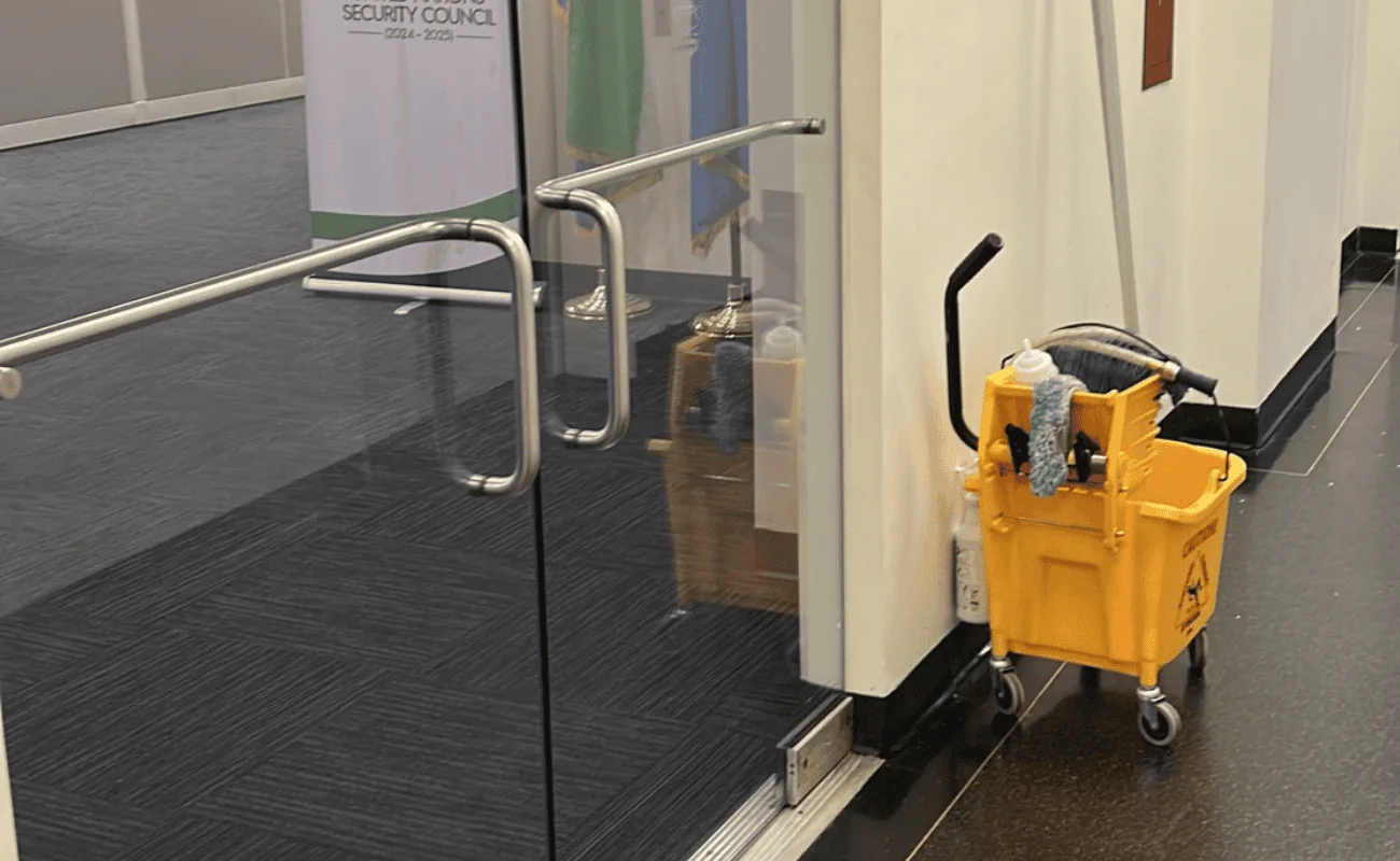 Cleaning Chief NYC crew providing professional commercial cleaning services inside a UN Mission building in New York City