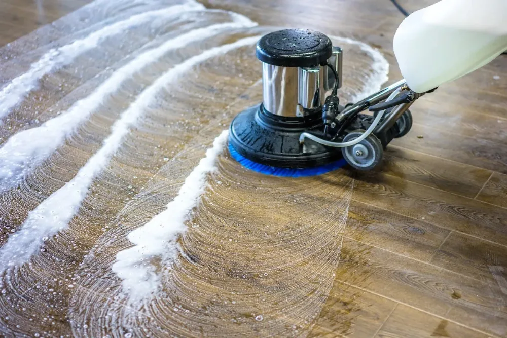 Cleaning Chief professional performing floor buffing and burnishing in NYC