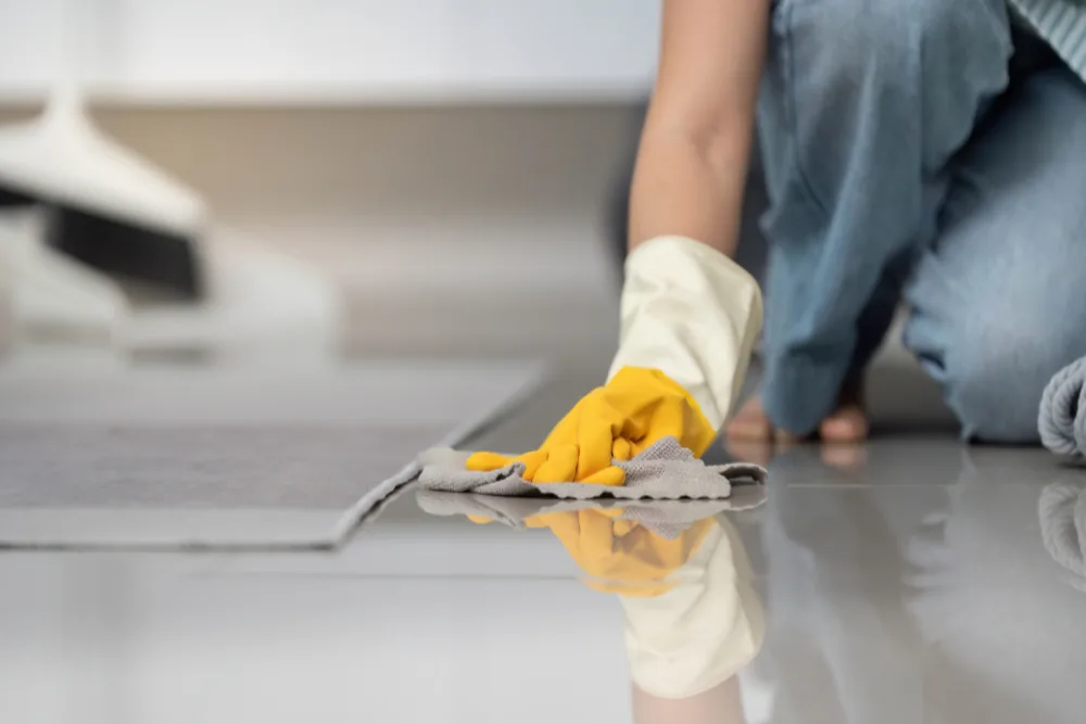 Cleaning Chief professional performing floors in NYC