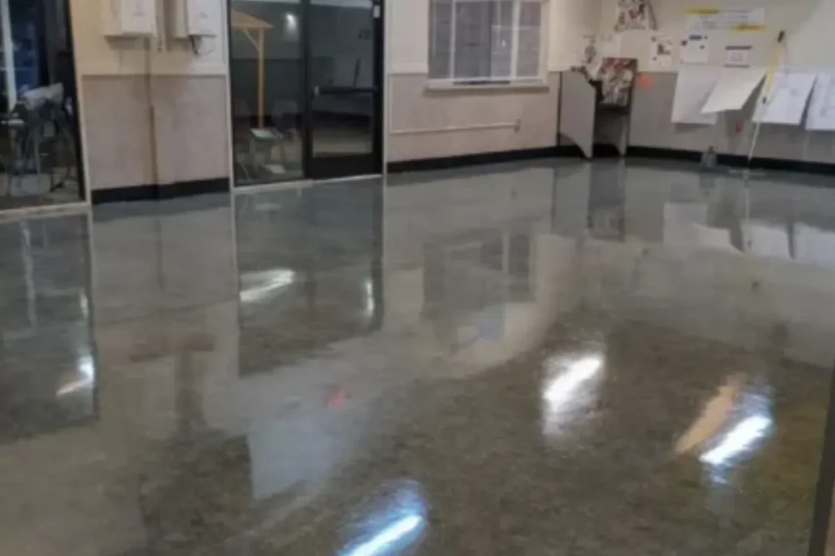 Large commercial floor polished to near mirror finish after Cleaning Chief janitorial service in NYC