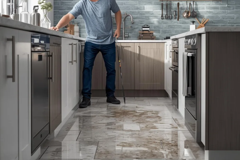 Cleaning Chief professional performing kitchen backsplash and floor tile in NYC