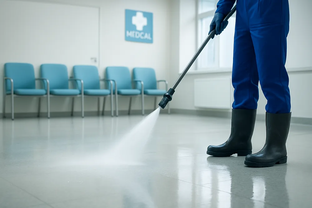 Cleaning Chief professional performing locker room and gym tile in NYC