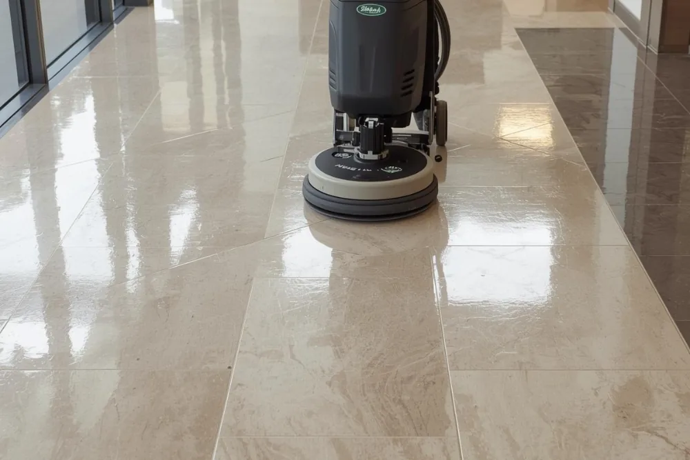 Cleaning Chief professional performing marble and stone polishing in NYC