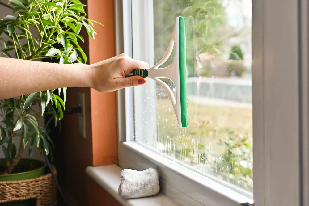 Cleaning Chief professional performing mirror and vanity glass polishing in NYC