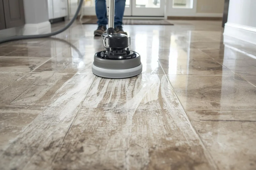 Cleaning Chief professional performing tile polishing and shine restoration in NYC