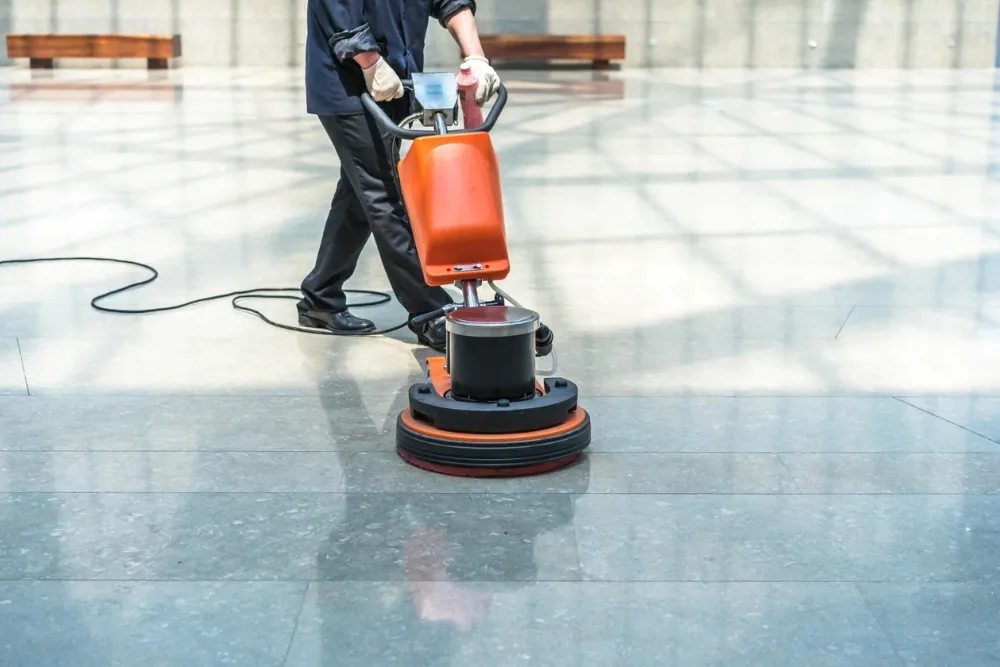Cleaning Chief professional performing warehouse and industrial floor coating in NYC